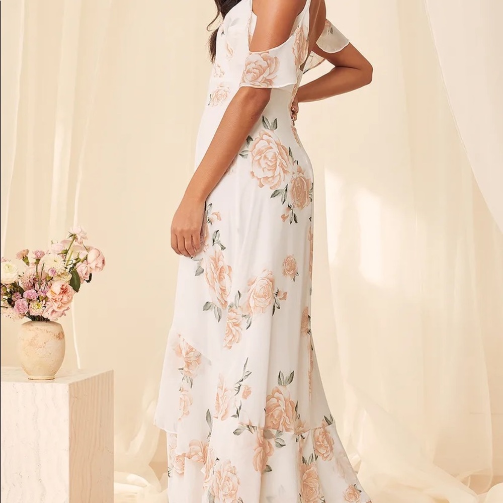 Take You There Ivory Floral Print Maxi Dress